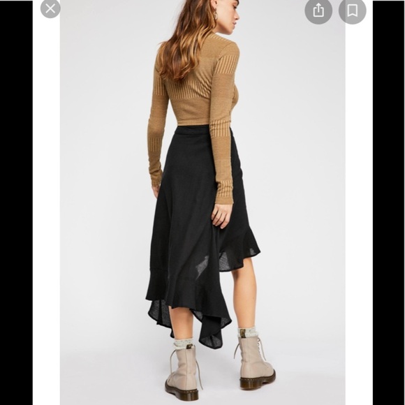 NWOT Free People Gauzy Flounce Skirt XS M L Black - Picture 2 of 10